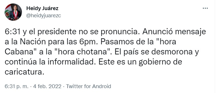whuacasi's tweet photo. Heidy Juárez sobre el gobierno de Pedro Castillo:

4/2/22: "Este gobierno es una caricatura".

8/2/22: "El presidente vive en una realidad paralela (...) El problema es él".

11/2/22: "El gobierno más incapaz y ladrón de la historia".

1/3/22: "Gobierno improvisado y corrupto". https://t.co/b7KRxY1HqI