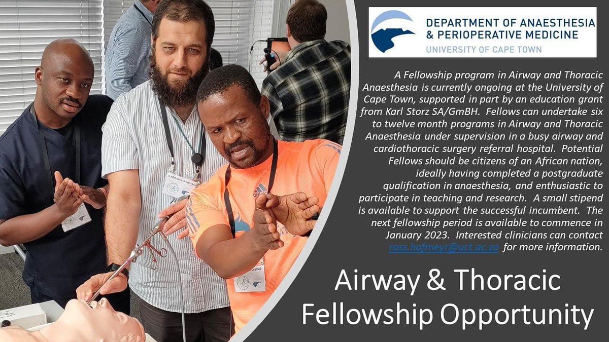 Fantastic OPPORTUNITY! A fellowship under the expert @rosshofmeyr