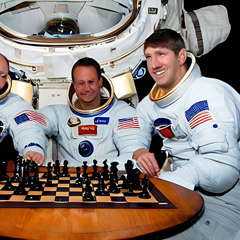 TheChessLounge's tweet photo. Sometimes people ask how we keep from getting bored while we're out exploring the cosmos.  Simple, we play lots of Chess!  Here are some photos of the team taking a relaxing chess break after a hard days work. https://t.co/53am0bWPoJ