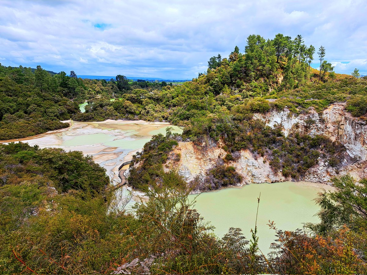 Have you ever seen a lake this green?! Just one of the unreal sights at Wai-O-Tapu Geothermal Wonderland in #Rotorua There's thermal activity all under Rotorua meaning there's several places like this you can visit, including a free spot in the town! #NewZealand <a href="/PureNewZealand/">New Zealand 🇳🇿</a>