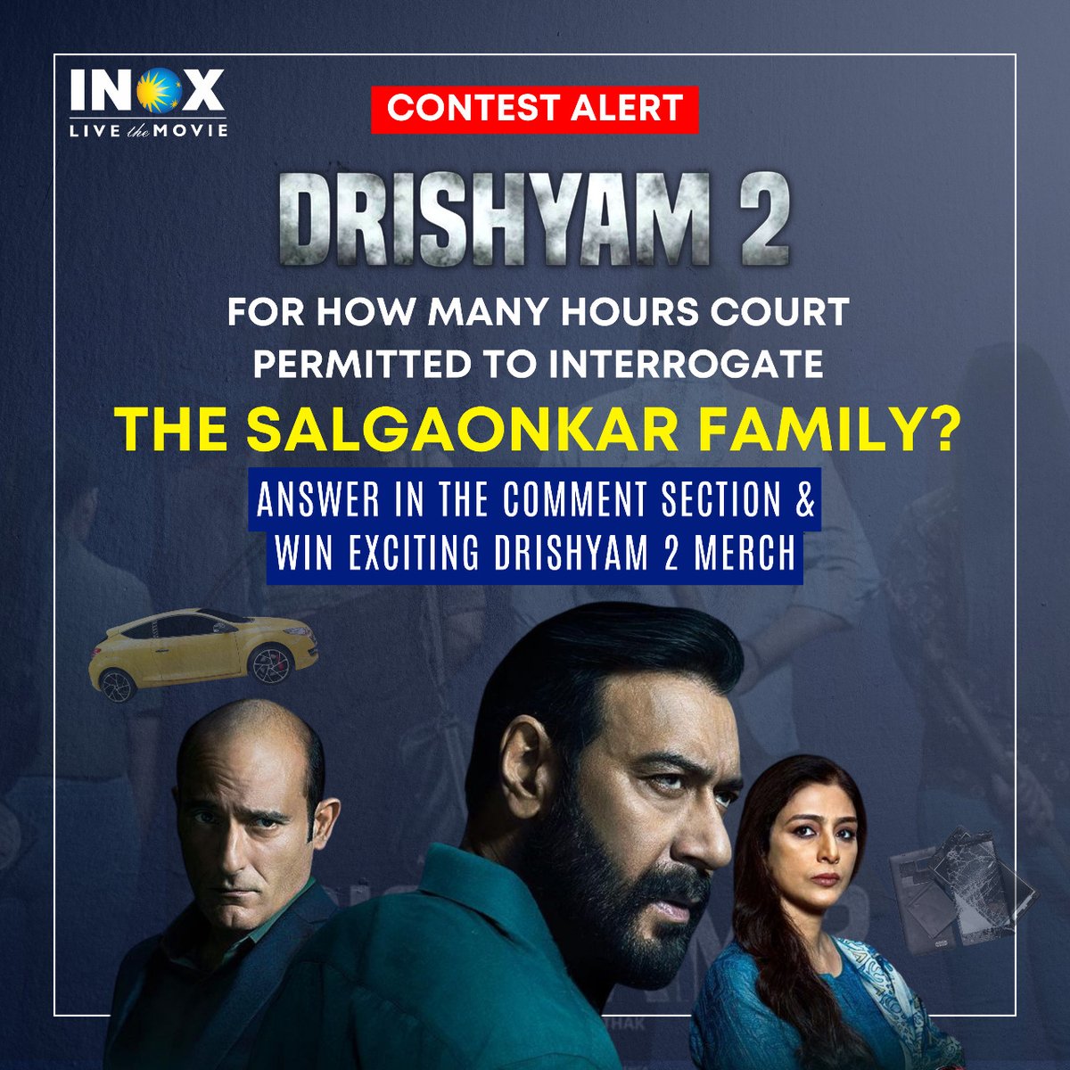 INOXMovies's tweet photo. #Drishyam2 Giveaway 
Drop your answer in the comments and stand a chance to win free #Drishyam2 merchandise. 
Steps to win:
•Make sure you follow us. 
•Tag three friends in the comments and ask them to follow us.
 Don’t miss this chance. Hurry up!
@ajaydevgn #INOX #ContestAlert https://t.co/mZQpelXdDn