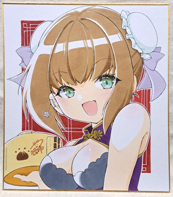 #コミティア142 大色紙も描けましたチャイナ娘ちゃんとキツネ巫女。いつも通り先着頒布の予定です。ご希望の色紙が見当たらない場合はお尋ねください。お品書きは現在固定ツイにあります#COMITIA142 