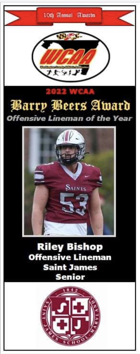 RileyBishopFB's tweet photo. Honoured to be this years Offensive Lineman of the Year. Thank you for a great year Saints!
@Coach_JRoot @DeeWolford @CoachShac @Mr_Bay_County @StJamesSaintsFB https://t.co/B5GFJzQzEZ
