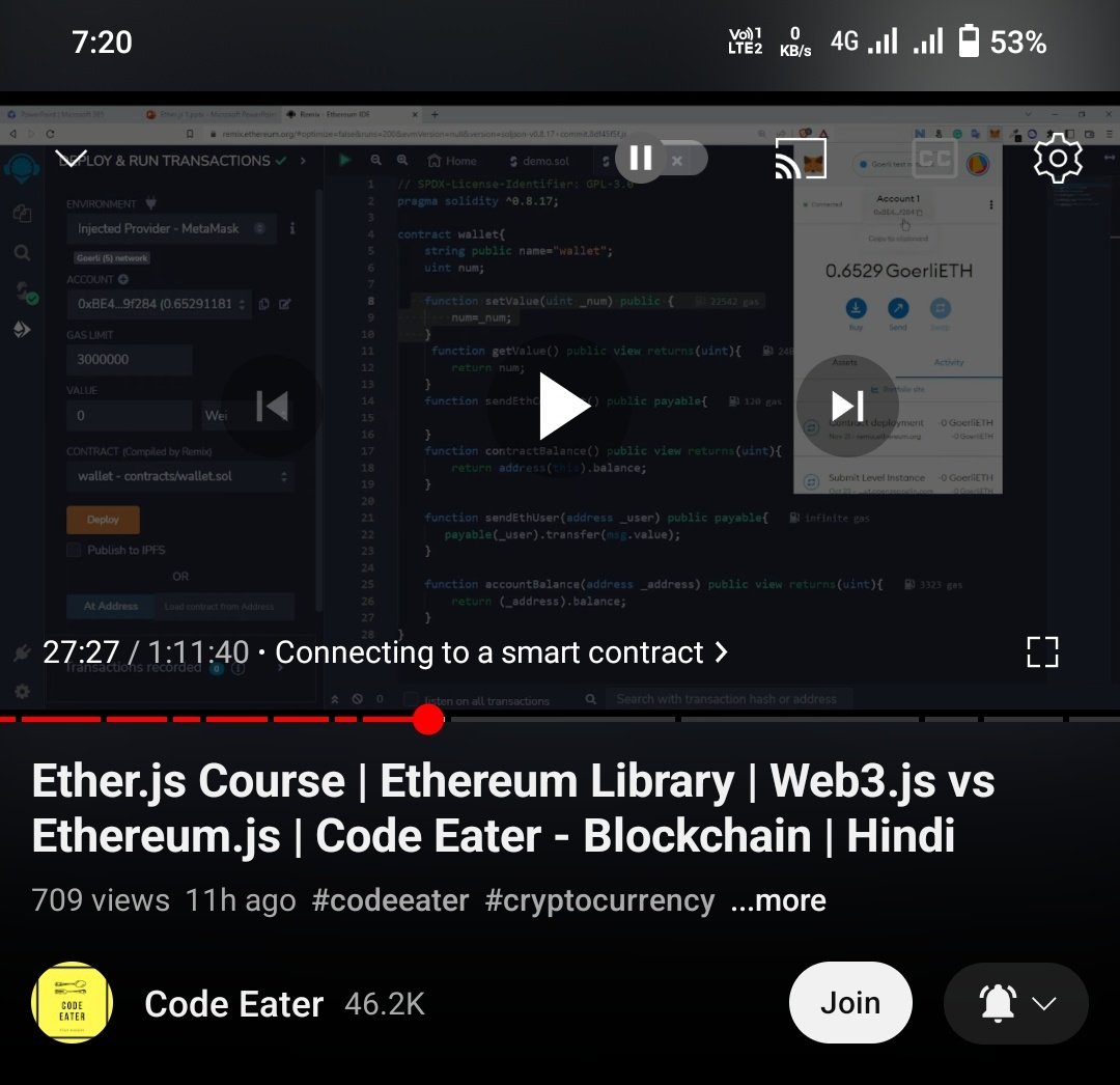upendraj20's tweet image. It's very morning time... And I am watching etherJs video from @KshitijWeb3 just after waking up..
#Blockchain #Ethereum #etherjs #100daysofcode #blockchaindevelopment #development