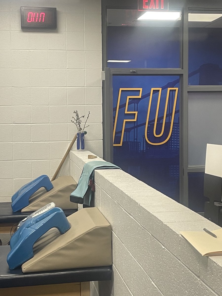 DocLesniak's tweet photo. Im pretty sure this was serendipitous but there’s something awesome about our view from ⁦⁦@Pitt_ATHLETICS⁩ training room paying homage to our dearly missed #freddiefu ⁦@Pitt_SportsMed⁩ ⁦@UPMCSportsMed⁩ ⁦@AOSSM_SportsMed⁩ https://t.co/nEN4CpxaJw