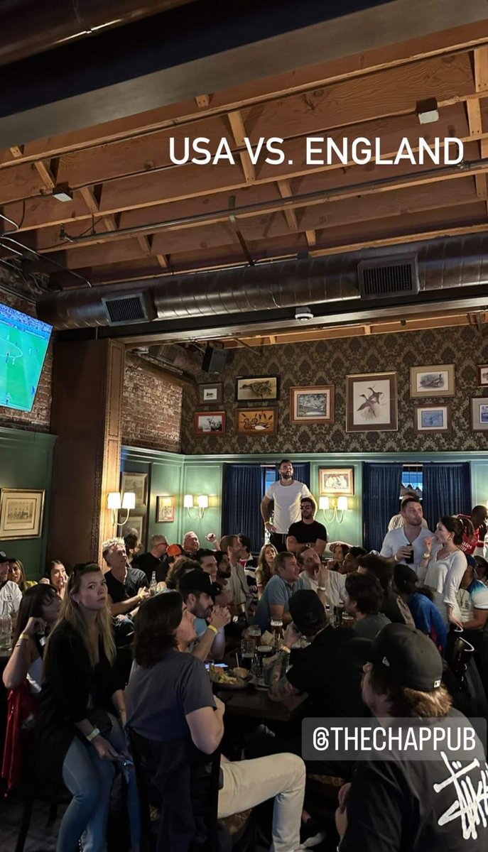 Conielle_'s tweet photo. Danielle and Colin spotted watching the England vs USA match today in a pub 🇺🇸🇺🇸
Danielle posted a couple of videos as well and lol, they really were involved in the game! Never knew they cared about soccer, but i guess World Cup hits different! Go USA 🔥 https://t.co/A2baI3uxQL