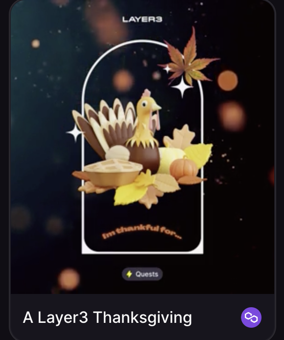 Mint NFT "A Layer3 Thanksgiving " trên Layer3
👇