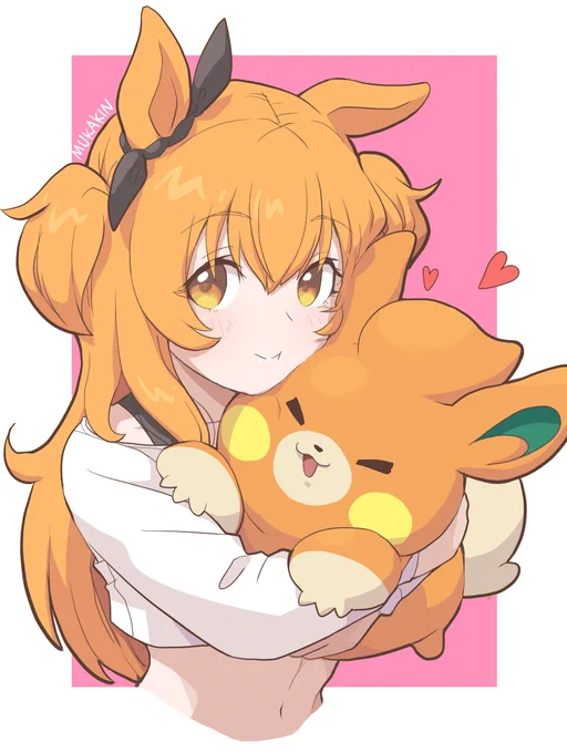 【ウマ娘】かわいーでしょー?ポケモンスカーレットバイオレットのパモってポケモンを見て瞬時にマヤノじゃん!と思って描きましたマヤノトップガンはもふもふだ!#ウマ娘 #ポケモン 
