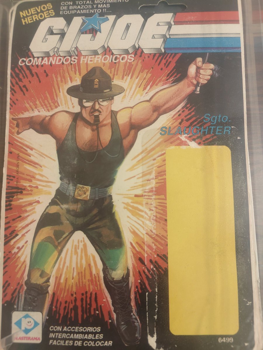 Chaser892's tweet photo. #GIJoe vintage full cardbacks acquired this week.
#MOC #BBQ #Funskool India
#Plastirama Argentina #SgtSlaughter #Grunt #CrazyLegs
'86 #Hasbro #Chuckles & #Falcon with #FridgePerry
Offer stickers
#YoJoe #80s #nostalgia https://t.co/4KNaDfJ0cb