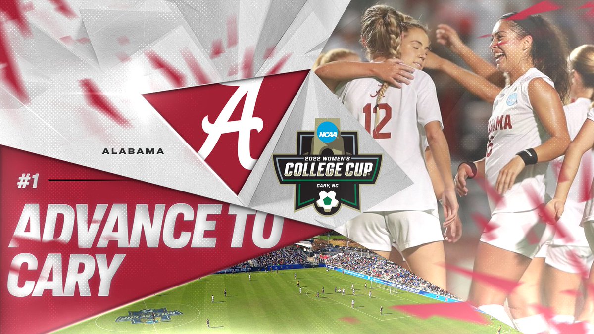 NCAASoccer's tweet photo. THE CRIMSON TIDE ARE CARY BOUND 🐘🔴

Reyna Reyes scores the game-winning goal as (1) @AlabamaSoccer defeats (2) Duke, 3-2, in overtime and punches their ticket to the #WCollegeCup for the first time in program history!! https://t.co/zuMccbrXHK