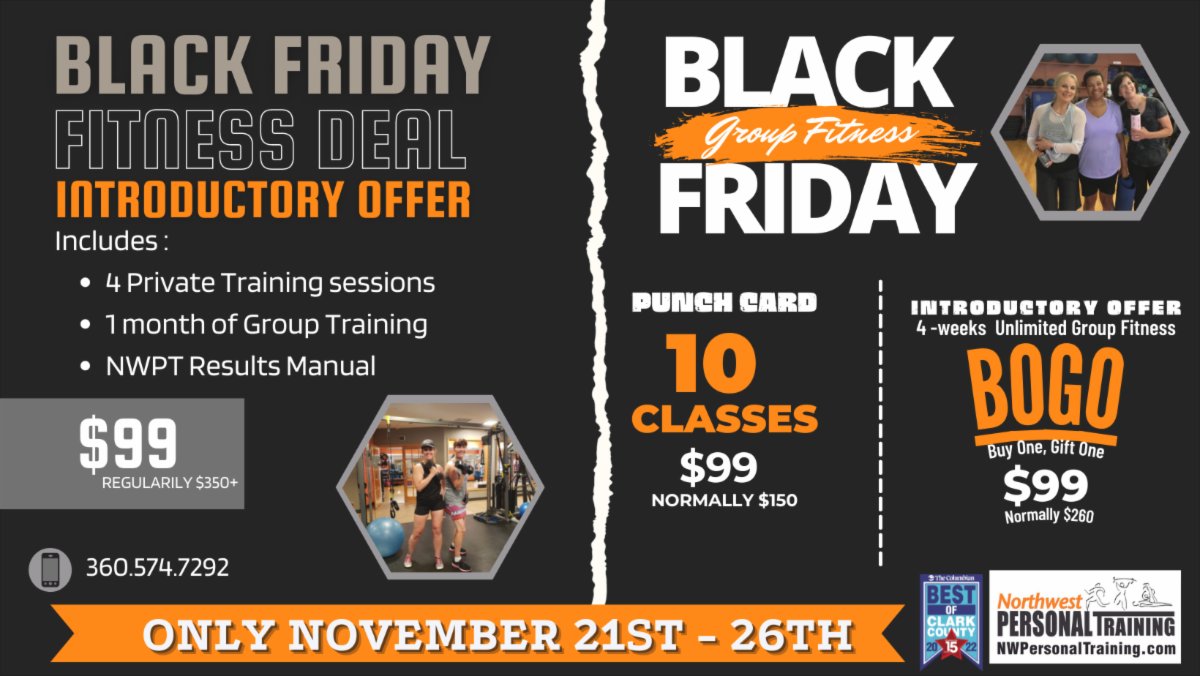 nwptraining's tweet image. Don't miss these 🖤 BLACK FRIDAY SPECIALS 🖤 they end tomorrow! You have 1 year to use them. 

Get results from our award-winning team of trainers. 

conta.cc/3gCZeKM
conta.cc/3XwvGPA