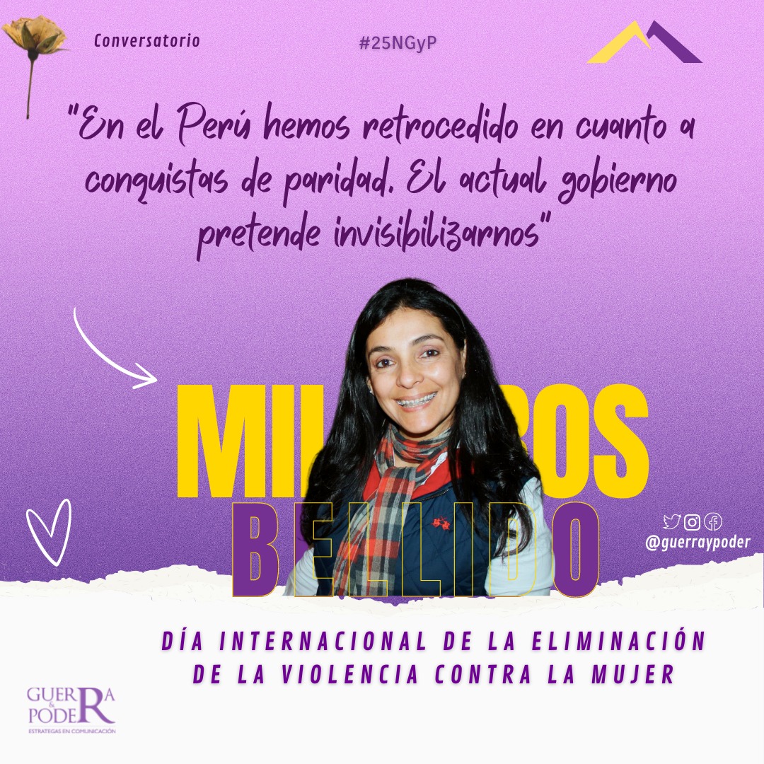 Día internacional de la eliminación de la violencia contra la mujer ♀️

""En el Perú hemos retrocedido en cuanto a conquistas de paridad. El actual gobierno sigue siendo machista" 

- Milagros Bellido

#25N #25NGyP