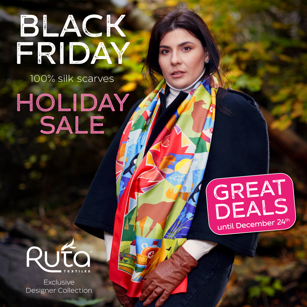 rutatextiles's tweet photo. Get a Silk scarf for as low as $20 and get ready for the Holidays with the great deals at https://t.co/6N2869A0BN 
#blackfriday #rutatextiles #silkscarf #silk #scarf #fashionaccessory #fashioncanada #textiledesign  #toronto #holidays #canadagift #holidaygift #winterholidays https://t.co/uXOtsuszUN