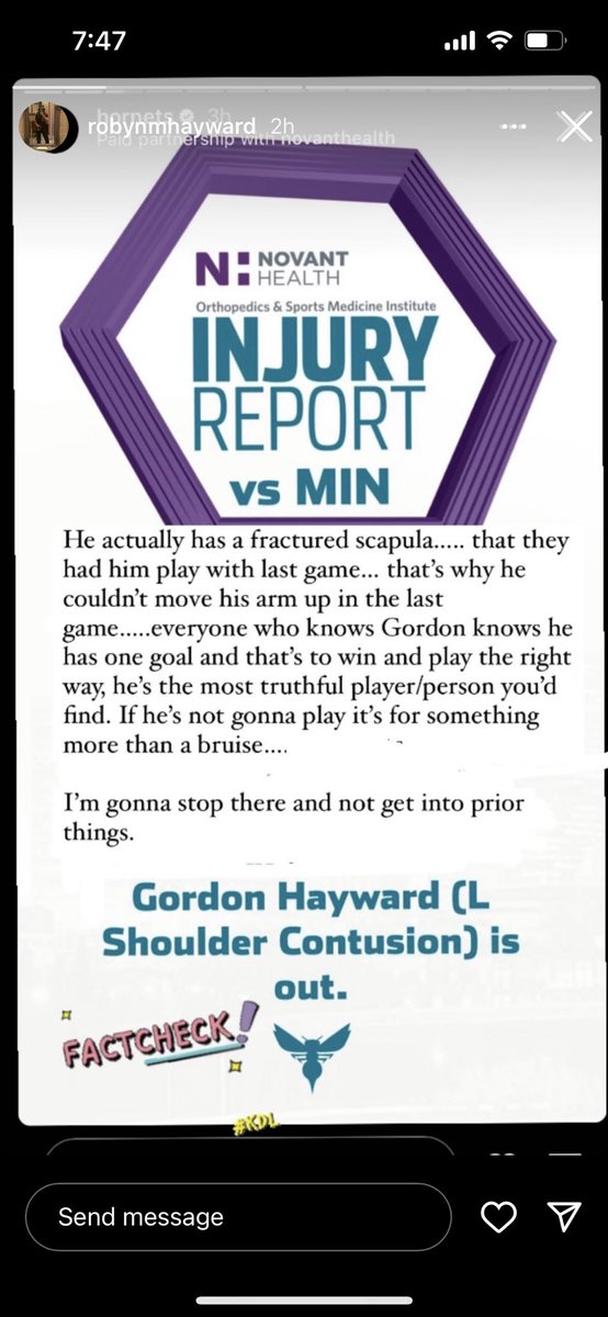 ryanwmcdonald's tweet photo. Was just about to tweet that Gordon Hayward's wife posted this on her IG story about his injury https://t.co/iihIIHlxtt