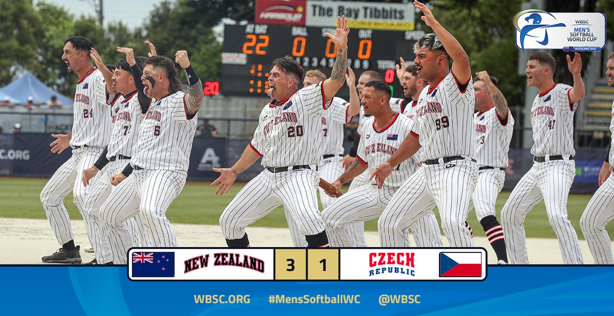 Hosts 🇳🇿 New Zealand record 3-1 win in opener against 🇨🇿 Czech Republic.

#MensSoftballWC