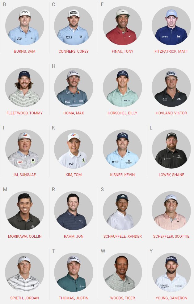 2022 Hero World Challenge Field!

IR:

Tiger Woods *P* (Leg) - Said he doesn't plan on using a cart and feels healthy.

Collin Morikawa *Q* (UD) - Undisclosed WD from his last event. Said it was for personal reasons. No word on any injuries.

#PGATour #Golf #HWC #DPWorldTour https://t.co/pxKKp3cMmo