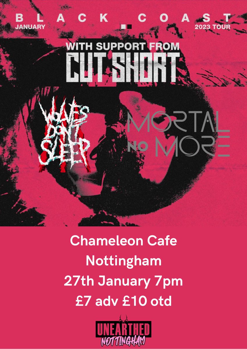 🐺NOTTINGHAM🐺

We are back in the new year supporting <a href="/blackcoastuk/">Black Coast</a>

Alongside <a href="/CutShortuk/">Cut Short</a> &amp; Mortal No More 

@unearthedmusic_