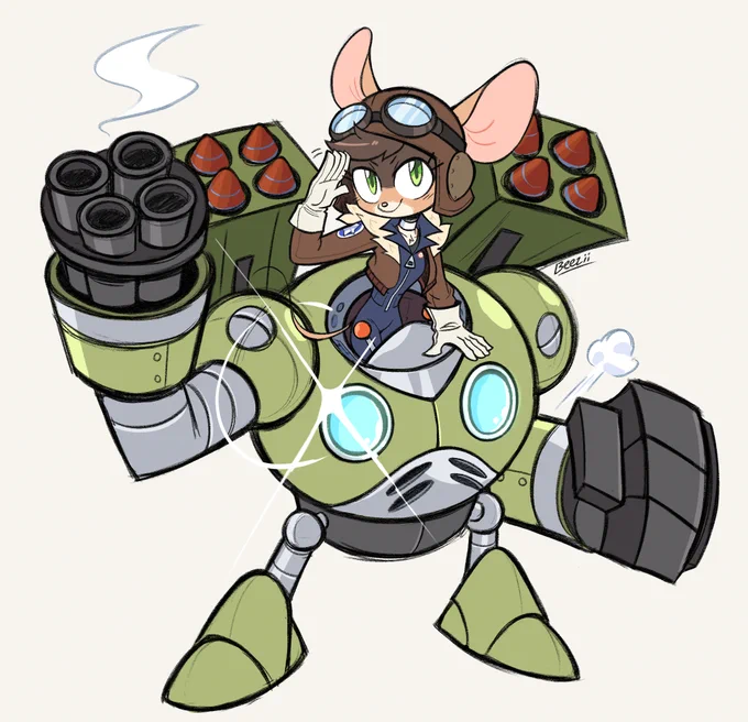 mouse with a mech bot, what will she do 