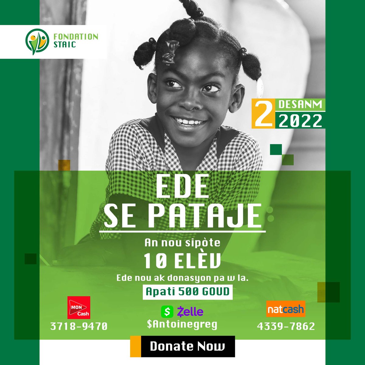 STAIC01's tweet photo. Vous pouvez aider notre fondation dans ses activités sociales. 
Faites un geste avec un minimum de 500 gourdes. https://t.co/zkWO4jo6lP