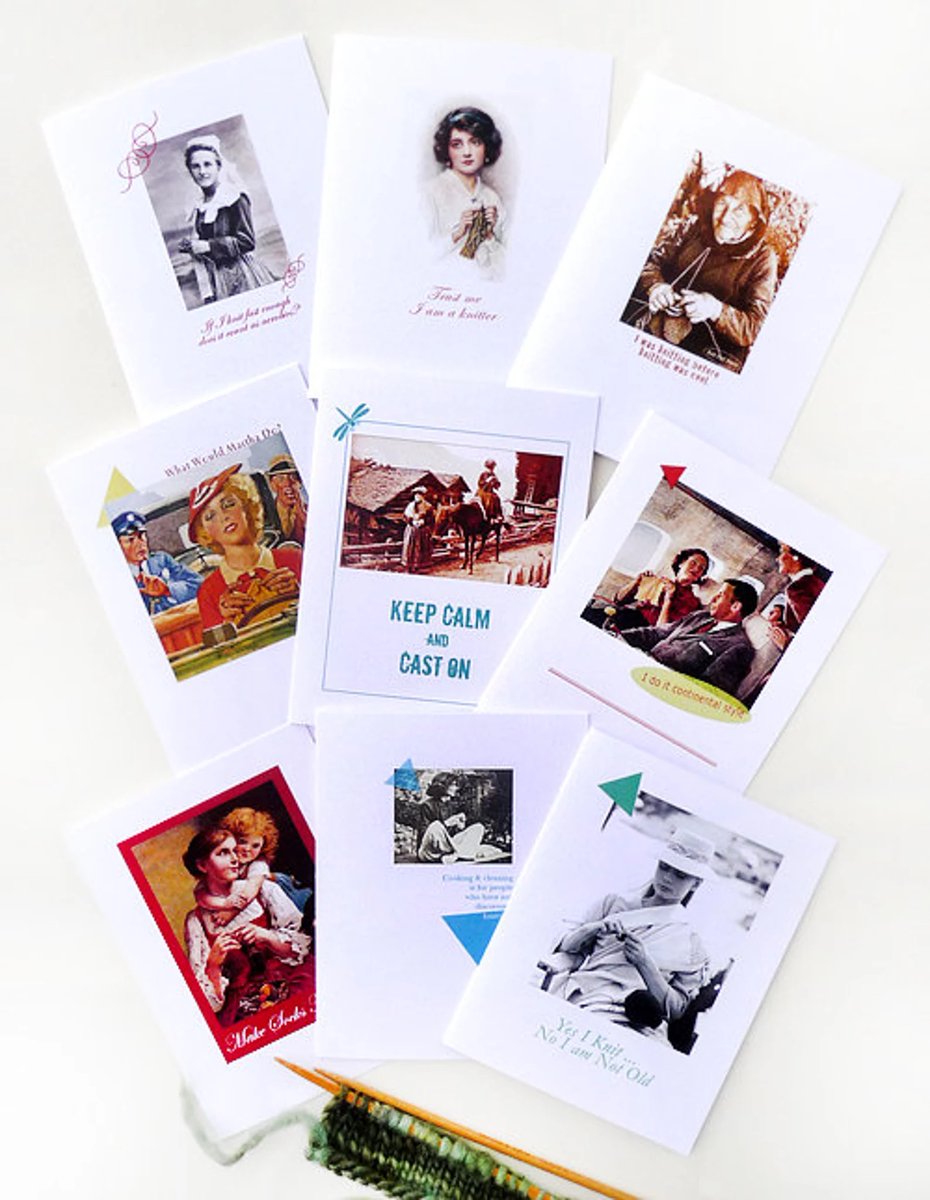 KnittingHowTo's tweet image. Funny, retro greeting cards make a wonderful #gift for any knitter in your life. Designed by moi. #knittingtwitter etsy.com/listing/462054…