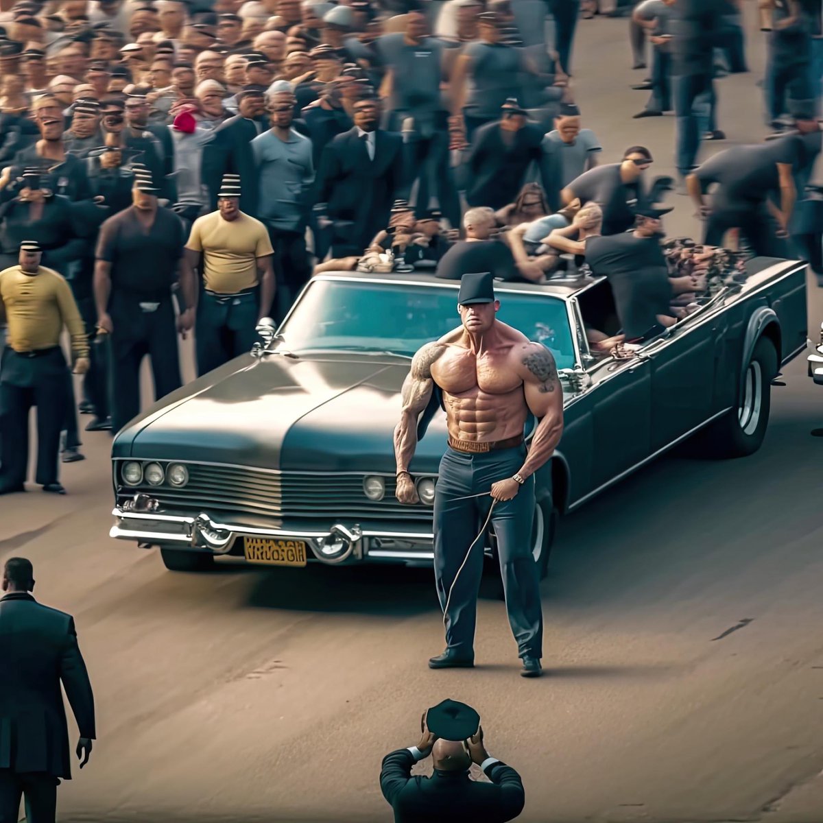 uncledoomer's tweet photo. muscle man competition at the jfk assassination https://t.co/XLQR6VX7Ed