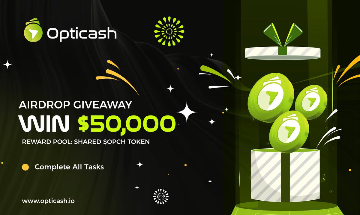 Opticash_io's tweet photo. 😍 Massive  Giveaway

🏆Prize Pool🏆
$50000 USD Worth $OPCH Tokens Giveaway 

To Enter:
✅Follow @opticash_io 
✅❤,RT &amp; Tag 3 Friend
✅ Finish Gleam tasks : https://t.co/IMd8Xnx7nW

#Giveaway #OPCH #AIRDROP #ReferAndEarn https://t.co/Wg0WQXhJm0