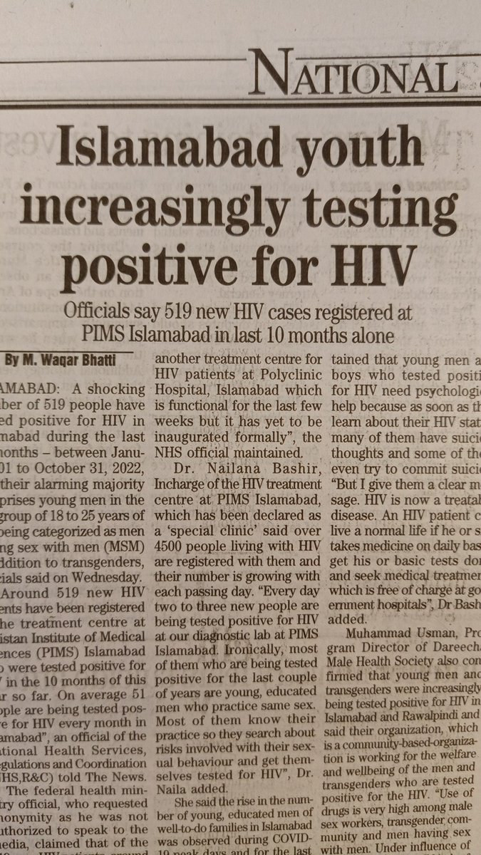 mfm_017's tweet photo. It's discouraging to see how people are trying to whitewash the rising HIV cases in Islamabad by outright saying that it has nothing to do with MSM intercourse. 

It is an insult to the medical professionals who compiled that report for our benefit. 

1/4 https://t.co/4XcGjjofdh