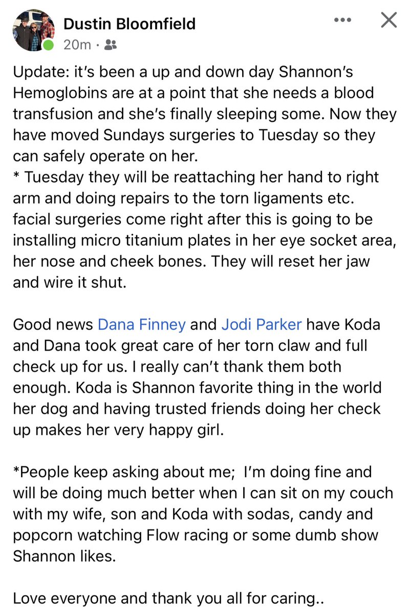 Dylanb_racing's tweet photo. Update from my Dad. I love you mom. https://t.co/Dlu2hs8KOU