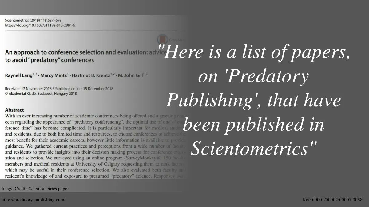 We are highlighting papers that have been published on #PredatoryPublishing. Please take a look by following the link. #ArticlesOnPredatoryPublishing @springerpub @Scopus @marcymintz buff.ly/3IPEUPr