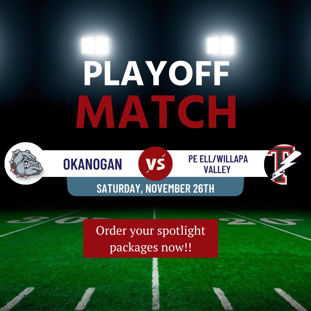 vypesideline's tweet photo. Itβs almost hereβ¦ Okanogan vs Pe Ell/ Willapa Valley varsity playoff game is TOMORROW!! Order your spotlight packages while you still can!!
#sportsphotography #maxprepsports #highschoolfootball #willapavalley #okanoganfootball #willapavalleyfootball #playoffseason https://t.co/1dm2hqMTsa