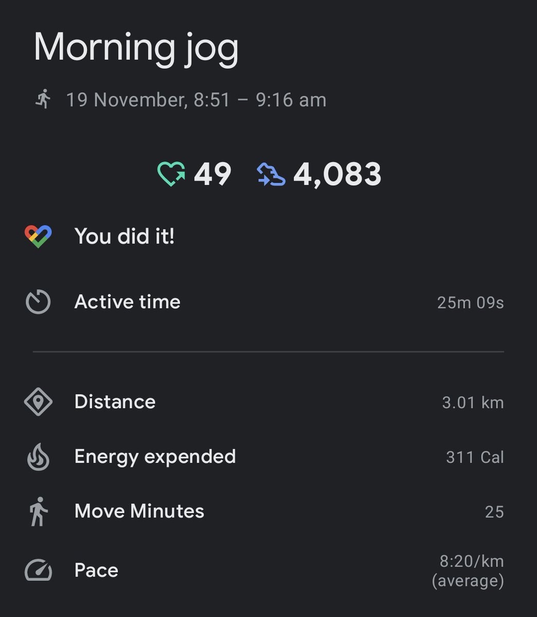 ohhhhhhhthatguy's tweet photo. Nothing gives you a better dopamine hit than reaching your fitness goals!

1 week progress:
Increased endurance ✅
Better pace ✅

Up next:
Strength training 💪 https://t.co/aQbOOJTzsT
