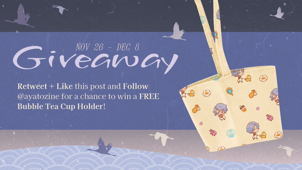 Happy #Ayato Rerun! 🧋🌊
Let us celebrate by giving away a Kamisato-brand bubble tea cup holder! Carry your drinks, whether Chewy Dango or Lavender Melon-flavoured, in style~ 

To enter: 
❃ Retweet + Like this post
❃ Follow <a href="/ayatozine/">Wakanami ❃ Ayato Zine @ LEFTOVERS CLOSE 12/4</a>

Giveaway ends 12/8. 

#GenshinImpact #原神
