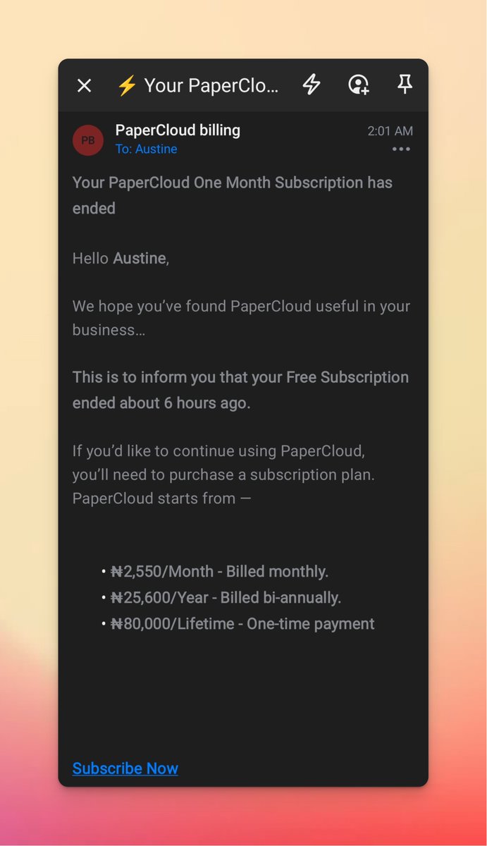 Amani_Art's tweet image. I woke up to an email from @UsePaperCloud, that my subscription has expired. 😅

I can already see somethings, that i would like to refactor.

Starting from changing all "we" to "I".