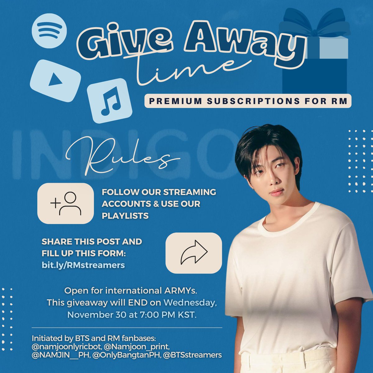 NAMJIN__PH's tweet photo. We have less than a week and Indigo is dropping soon. 

Need Premium Subscriptions? No worries we got you! 
 Sign up here 
👉https://t.co/sSblewjfOL

Interested in donating? Just fill up this form: 
👉https://t.co/KZbHm0hNmL

#RM @BTS_twt #BTS_RM #IndigoComingSoon https://t.co/Q7FH2G8LGO