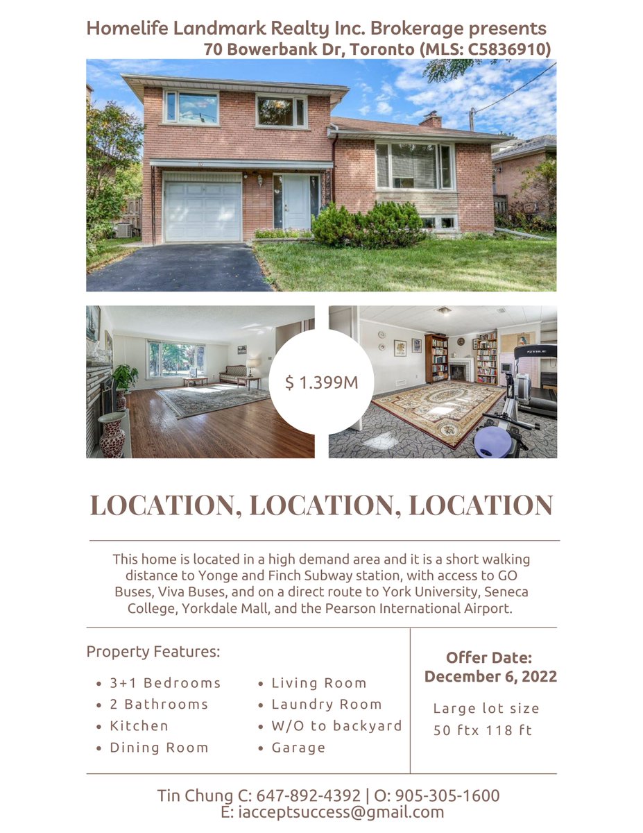 Tinchung's tweet photo. #torontorealestate #torontorealtors 
Yonge and Finch location!!! Offer date Dec 6, 2022. Don't miss this. https://t.co/uAUbGKneI0