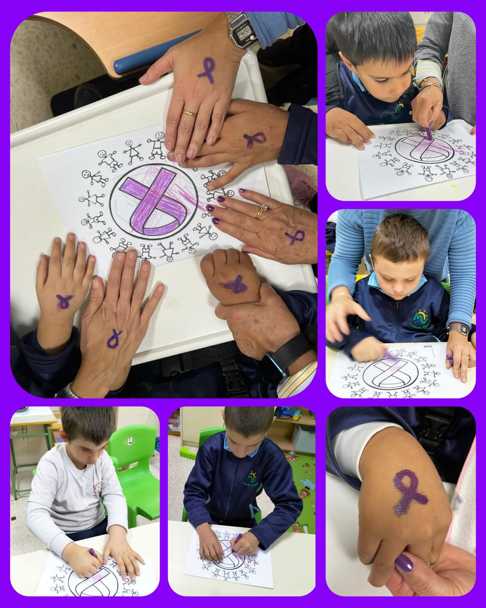 Hoy celebramos en el Aula Específica e infantil el Día Internacional de la Eliminación de la Violencia contra la Mujer, que se simboliza con este lazo violeta que hoy nos ha unido a todos.💜 #colegiosdiocesanos #emprendedoresdelcambioglobal