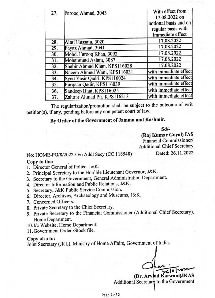 KNSKashmir's tweet photo. 37 #DSPs, I/c #SPs #regularised, #promoted as SPs.
@OfficeOfLGJandK
@KashmirPolice
@diprjk
#KNS https://t.co/C0lDfLbrPD