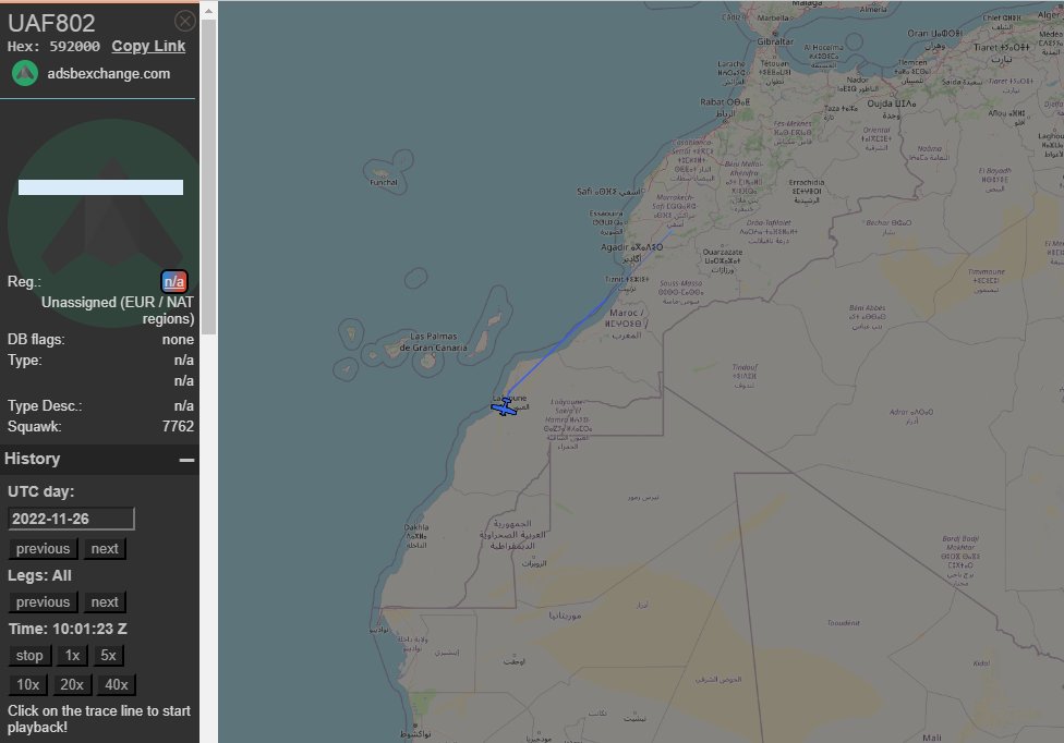 🇦🇪#UAE #AirForce Beech Super King Air 350 (B300) reg:802 #UAF802 earlier 🛫🇲🇦#Marrakesh after probably fuelstop heading South over 🇲🇷#mauritanie.
@bob_boobs 
Interesting history of this aircraft👇
oryxspioenkop.com/2021/12/secret…
