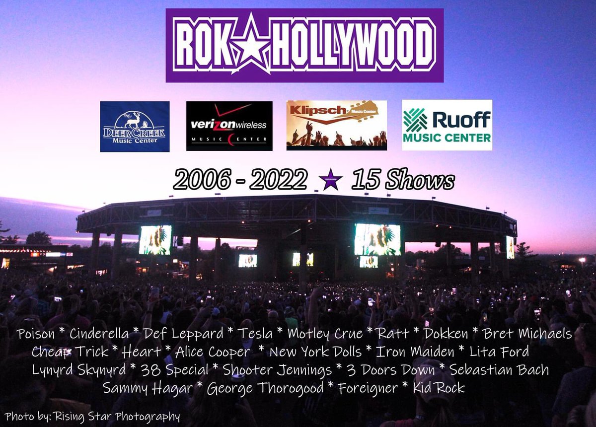 Rok Hollywood - 15 shows at Deer Creek/Verizon Wireless Music Center/Klipsch Music Center/Ruoff Music Center - One of our biggest accomplishments in the 20 years that we have been together. 16 years of Rok'ing this venue. 16 years of great memories that we will never forget.
