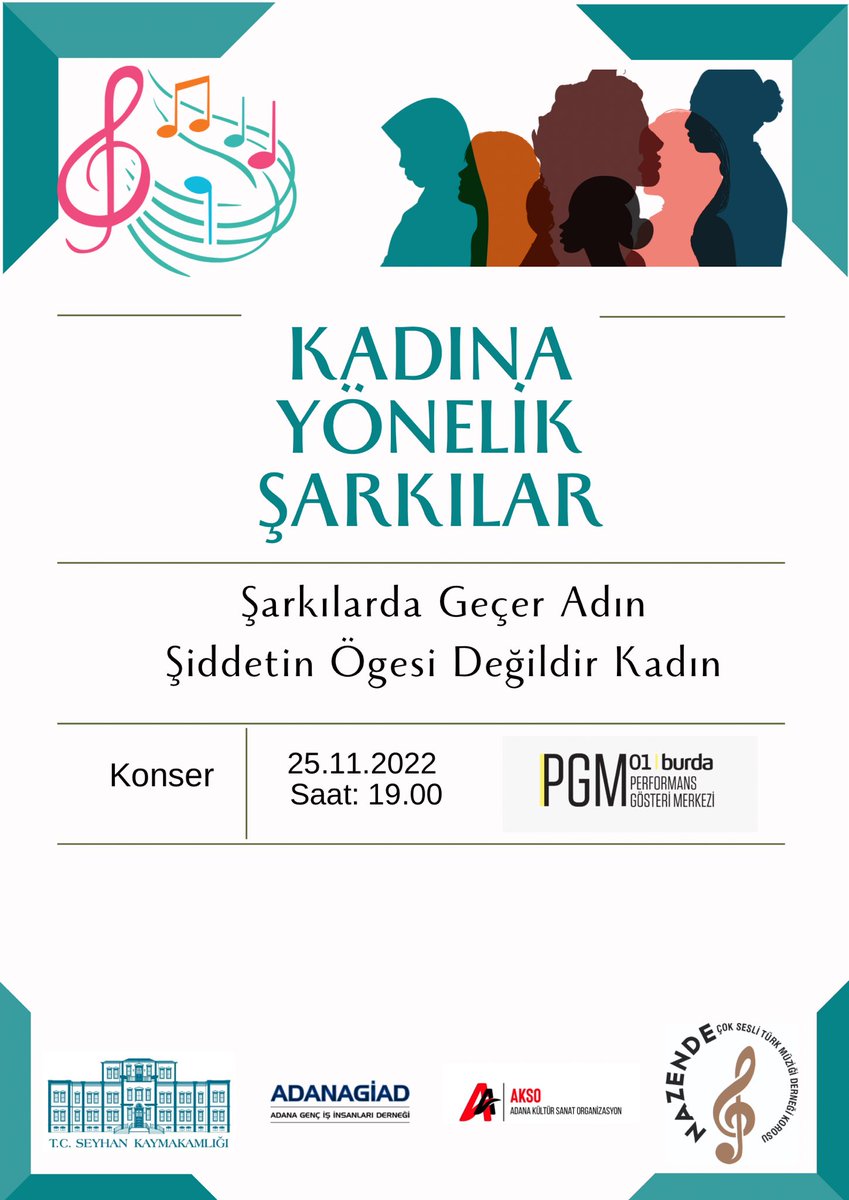 Dün 25 Kasım Kadına Yönelik Şiddete Karşı Uluslararası Mücadele Günüydü. Seyhan Kaymakamlığı, Nazende Çoksesli Korosu, AGİAD ve AKSO işbirliği ile bu coğrafyada kadınlara yazılmış şarkılar söyleyerek farkındalık yaratmak istedik. #KadınaElKalkamaz <a href="/TC__Seyhan/">T.C. Seyhan Kaymakamlığı</a>
