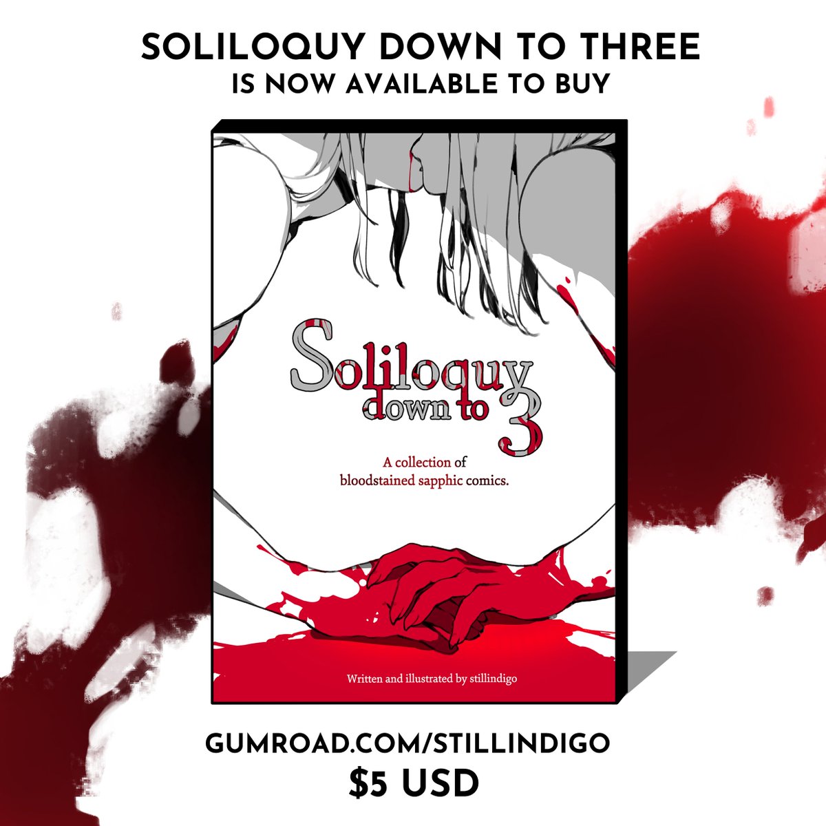 "Soliloquy Down To Three", my anthology of sapphic comics, is available to purchase!

Buy the digital pdf on Gumroad for $5USD now or pledge $40 AUD or more on the Kickstarter below to be promised a physical copy!

https://t.co/Ud5swoc0jq 