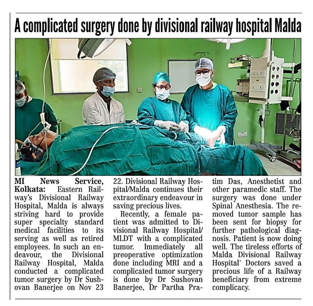 A  tremendous job done by our Malda medical  team.
#goodwork
#railways
#health
<a href="/RailMinIndia/">Ministry of Railways</a> 
<a href="/RailwaySeva/">RailwaySeva</a>