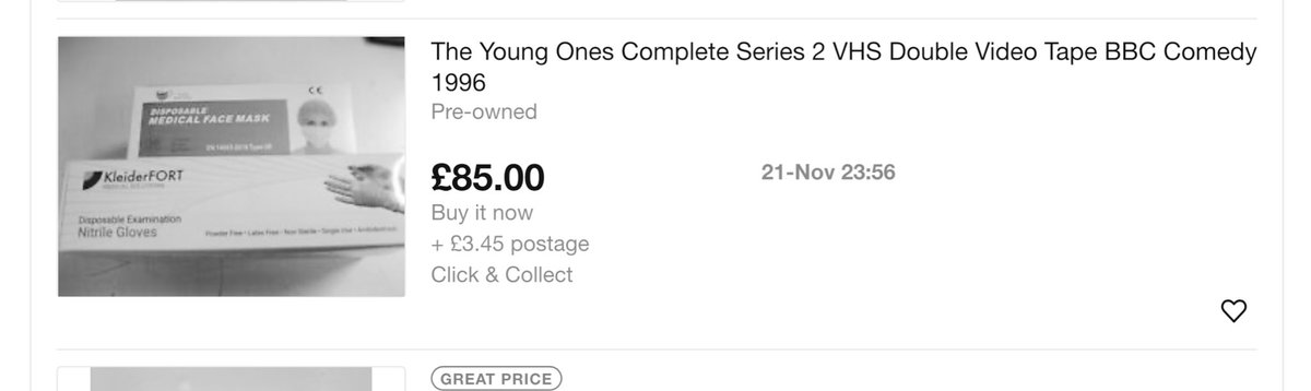The Young Ones - A Full immersive experience with disposable face masks and examination gloves and only £85! 
Surely, the seller checks the listing before submitting it?