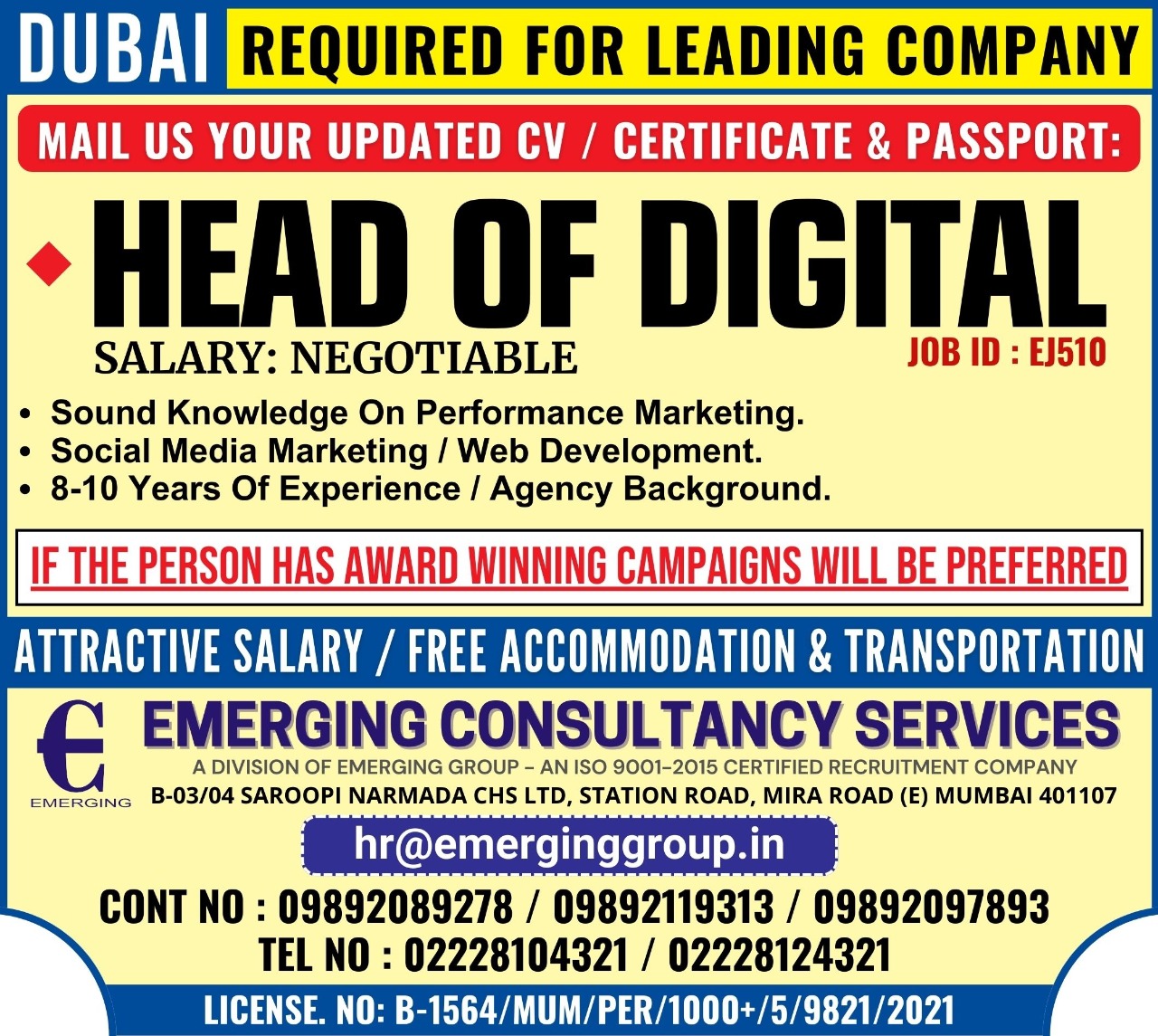 Emerging Consultancy Services India على X: &ldquo;#Head of #digital 