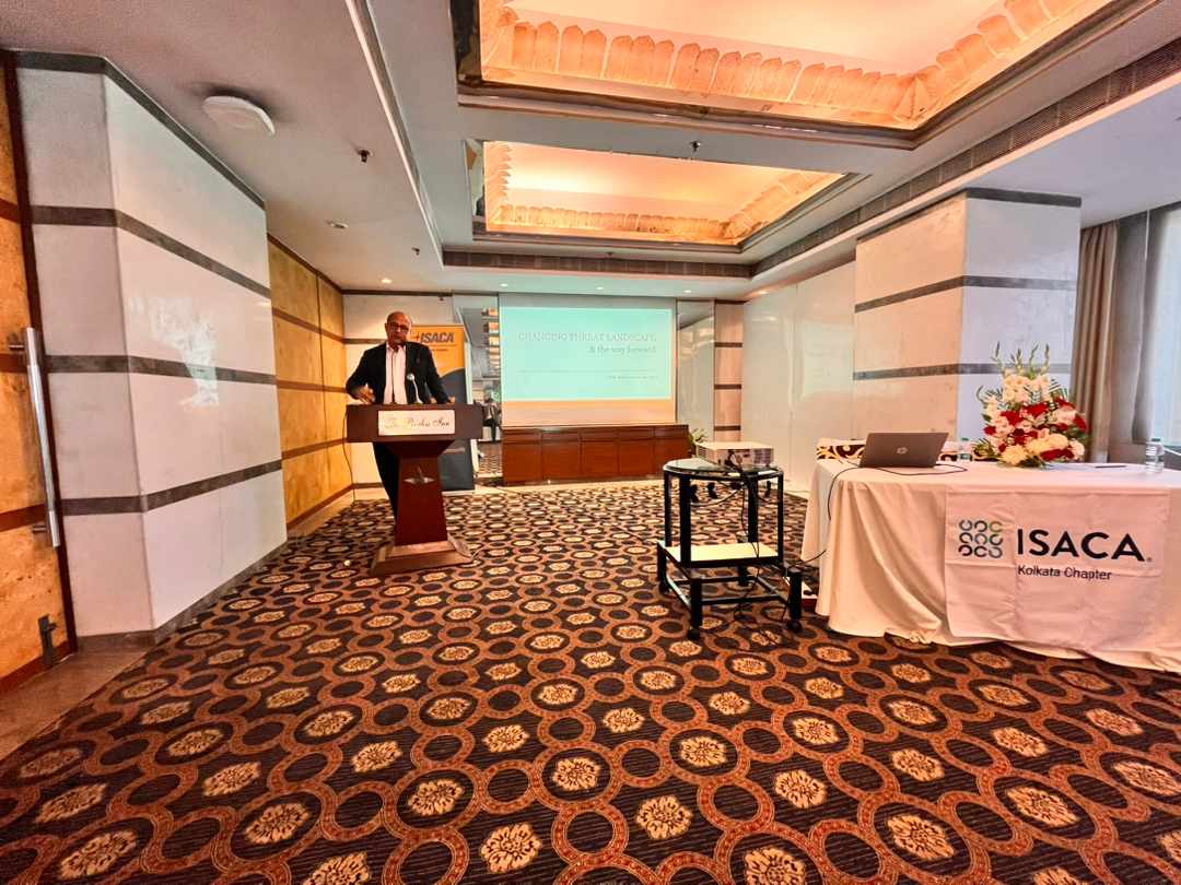IsacaChapter's tweet photo. #IsacaKolkataChapter organized Annual Seminar 2022. It was all about #securitychallenges and safeguards. 

Shri Sanjay Kumar Das articulated on changing threat landscape and the way forward. Further, #datathreat landscape, technological intervention were talked about. https://t.co/wYApSGokbQ