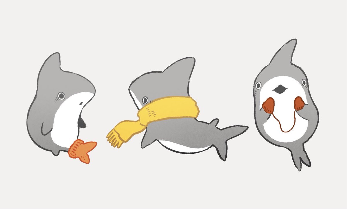 no humans scarf simple background grey background animal focus shark yellow scarf  illustration images