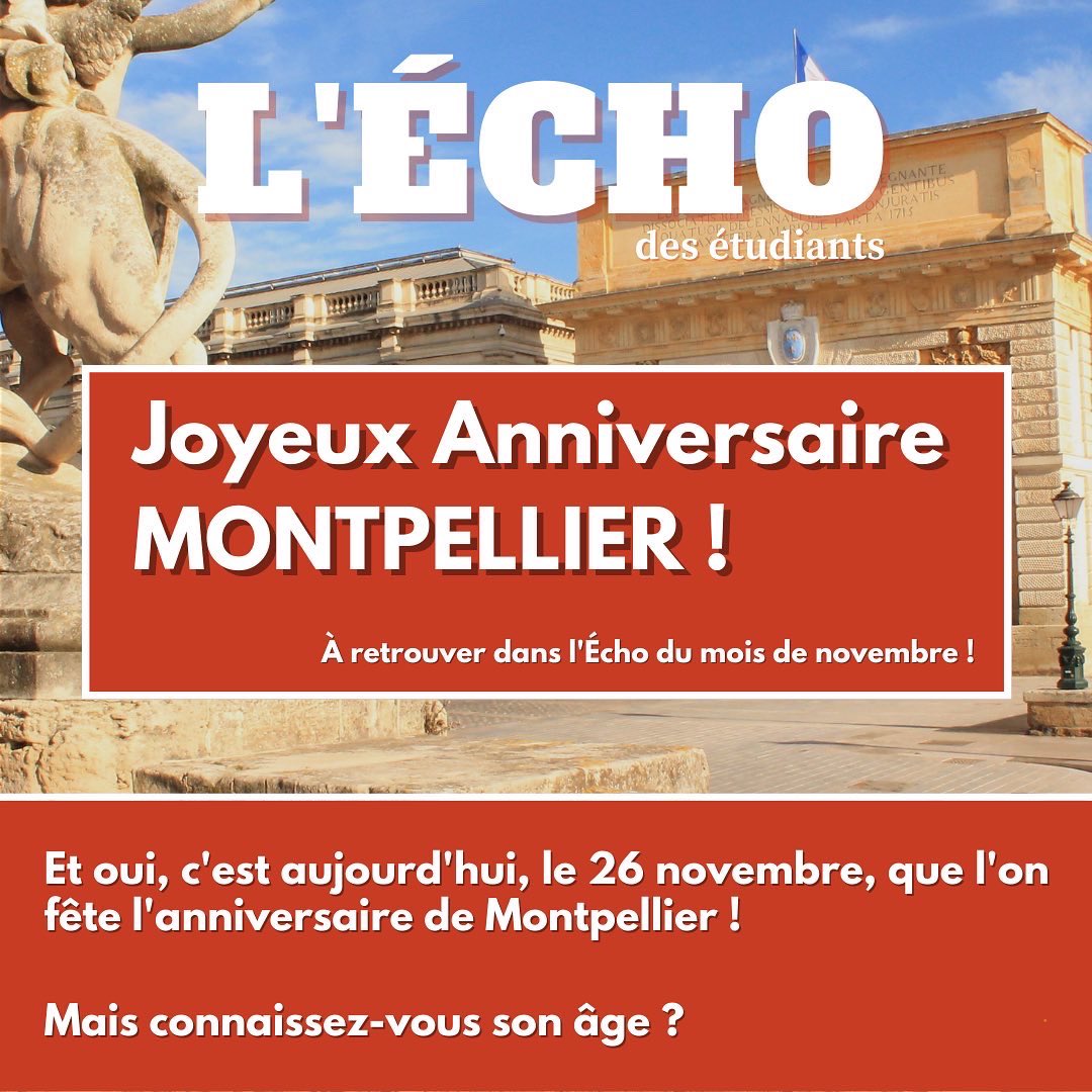 Joyeux anniversaire <a href="/montpellier_/">Ville de Montpellier</a> ! 🥳

Le 26 novembre est une date particulière pour #Montpellier puisque l’on fête l’anniversaire de sa fondation ! 💫

(1/6)