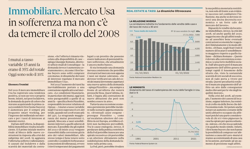 Mercato immobiliare USA rischiamo la crisi del 2008? Ne parlo su #plus24 #ufficiostudiconsultique