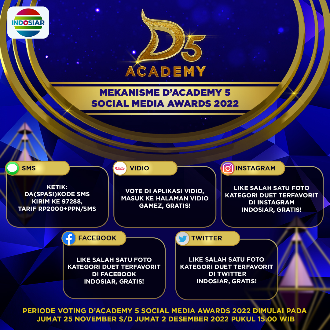 Indosiar's tweet photo. Like postingan ini untuk dukung Ica (Pinrang) ft. Indy Gunawan di KATEGORI DUET TERFAVORIT di #DA5SocialMediaAwards2022! Geser untuk cek syarat &amp; ketentuan, ya! 

#DA5SocialMediaAwards2022 https://t.co/NDLECmXRe5
