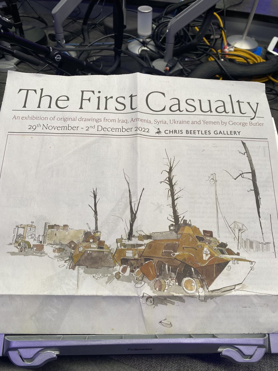 We are talking to war artist ⁦<a href="/george_butler/">George Butler</a>⁩ about his work talking ⁦to ⁦<a href="/JustinOnWeb/">justin webb</a>⁩ #R4Today